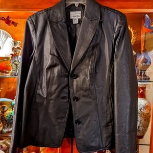 Genuine Black Leather Blazer